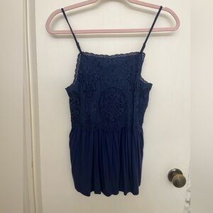 Francesca's Collections Navy Blue Lace Top